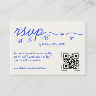 Hand Drawn Scribble Quirky QR Code Wedding RSVP Enclosure Card