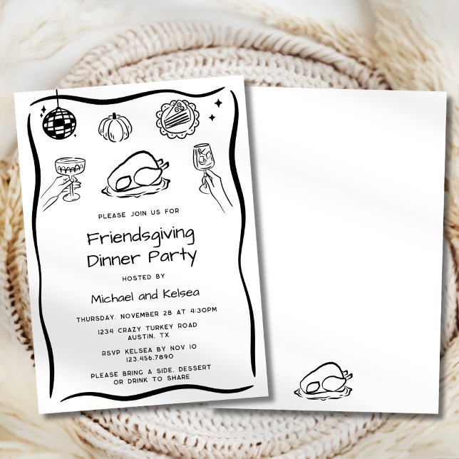 Hand Drawn Scribble Thanksgiving Dinner Invitation (Creator Uploaded)