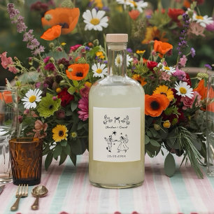 Hand Drawn Scribble Wedding  Liquor Bottle Label