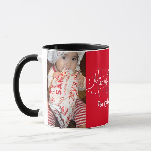 Hand Drawn Script Merry Christmas Snow Mug (Left)