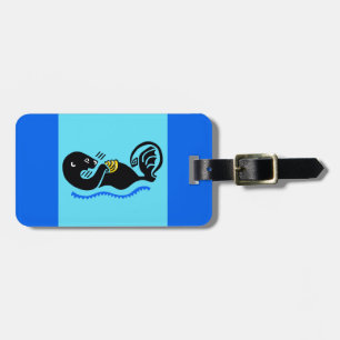 Hand drawn  Sea OTTER - Animals-  Blue Luggage tag