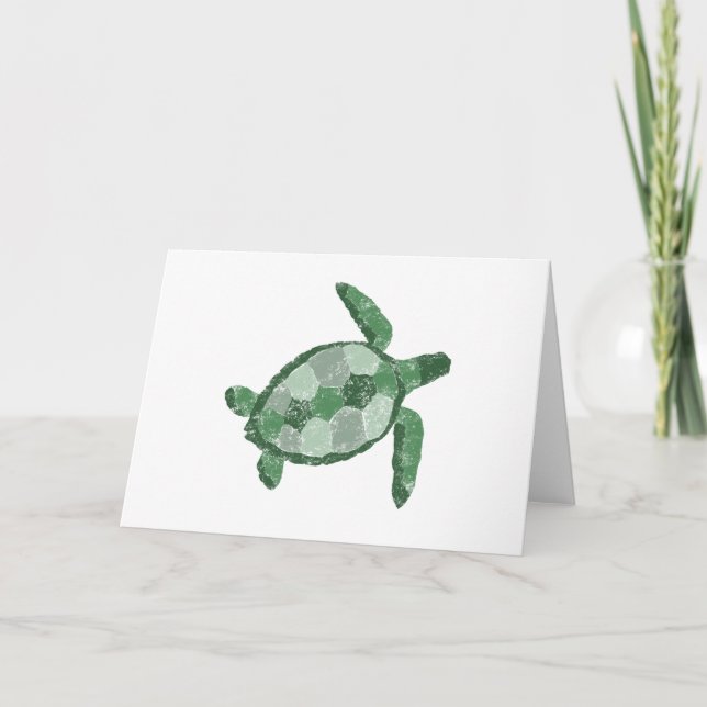 Hand Drawn Sea Turtle Blank Greeting Card (Front)