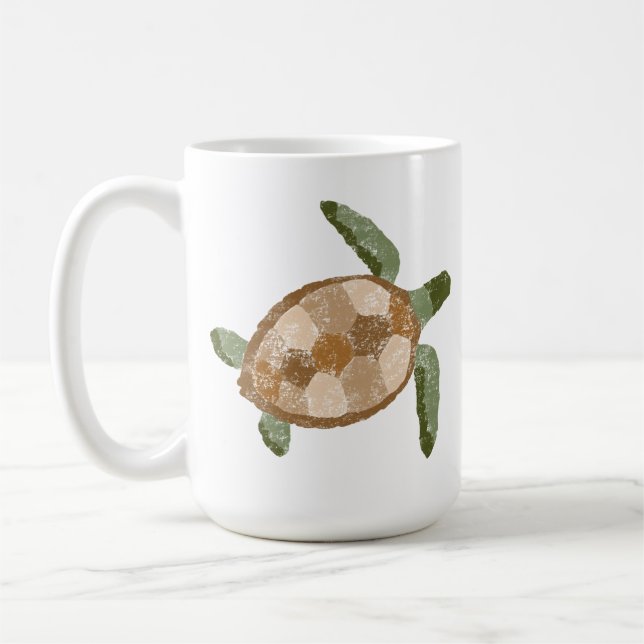 Hand Drawn Sea Turtle Coffee Mug (Left)