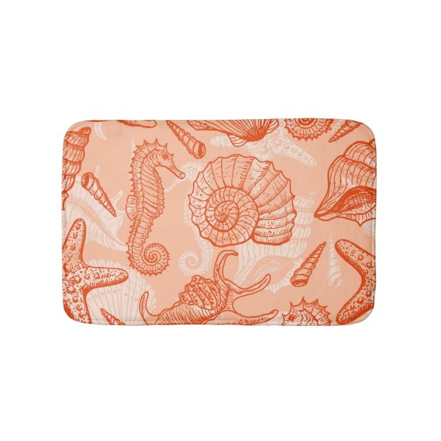 Hand Drawn Sea: Vintage Pattern Bath Mat (Front)