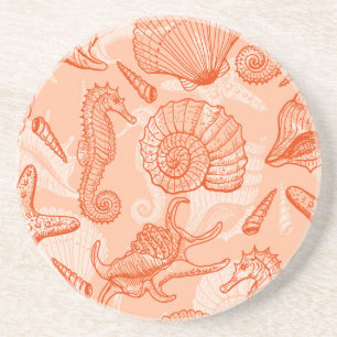Hand Drawn Sea: Vintage Pattern Coaster
