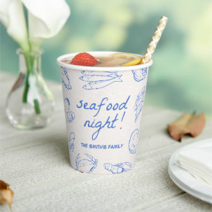 Hand Drawn Seafood Night Party  Paper Cups