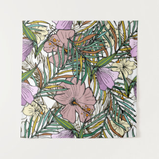 Hand Drawn Seamless Background With Palm Leaves An Tapestry