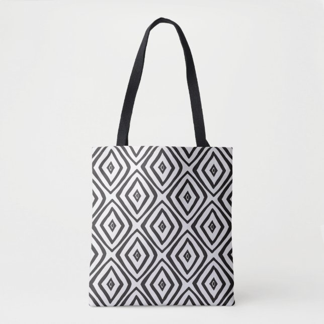 Hand drawn seamless pattern in black and white.  tote bag (Front)