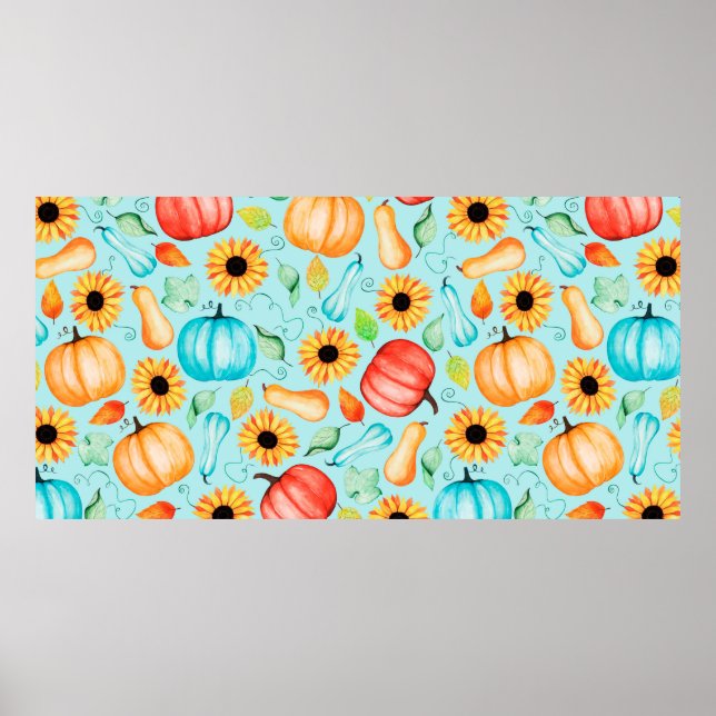 Hand drawn seamless pattern of different sizes, ty poster (Front)