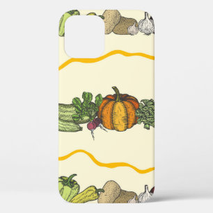 Hand drawn seamless pattern of natural vegetables  iPhone 12 case