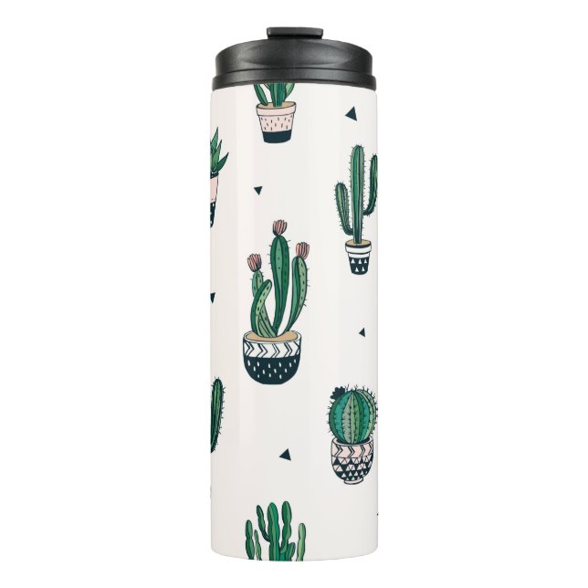 Hand drawn seamless pattern with cacti and succule thermal tumbler (Front)