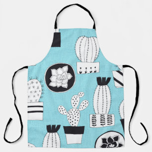 Hand drawn seamless pattern with cactus and succul apron