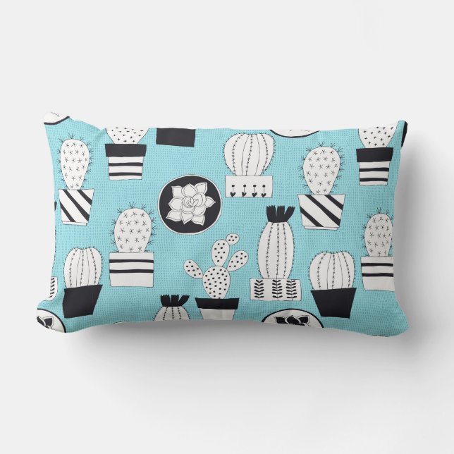 Hand drawn seamless pattern with cactus and succul lumbar cushion (Front)