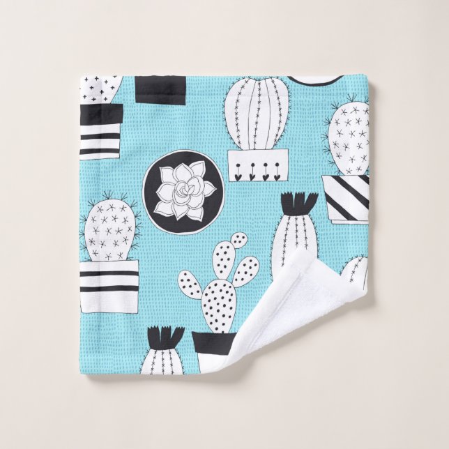 Hand drawn seamless pattern with cactus and succul wash cloth (Wash Cloth)