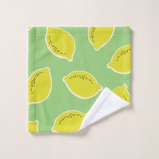Hand drawn seamless pattern with lemons in yellow, wash cloth (Wash Cloth)