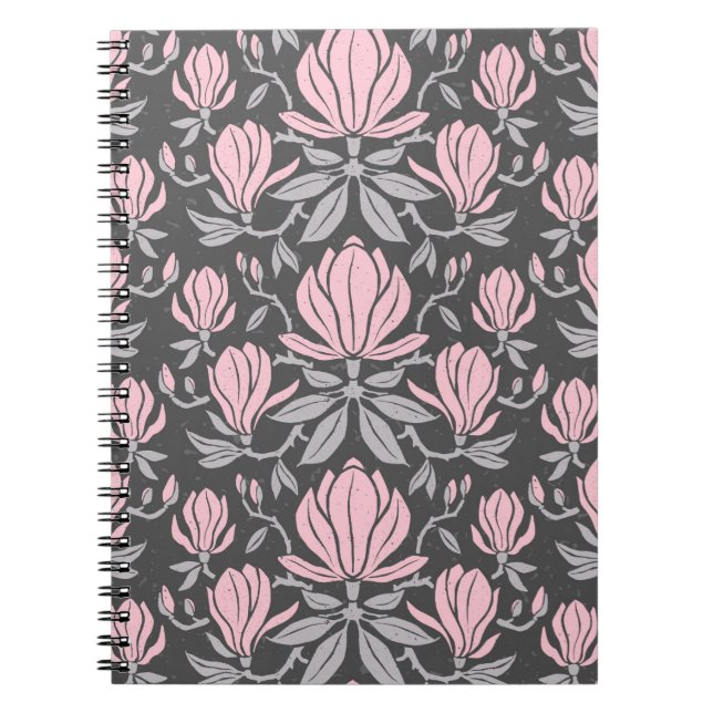 Hand-drawn seamless pattern with magnolia flowers. notebook (Front)