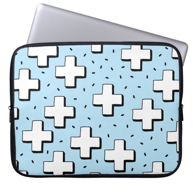 hand drawn seamless pattern with plus signs laptop sleeve (Front)