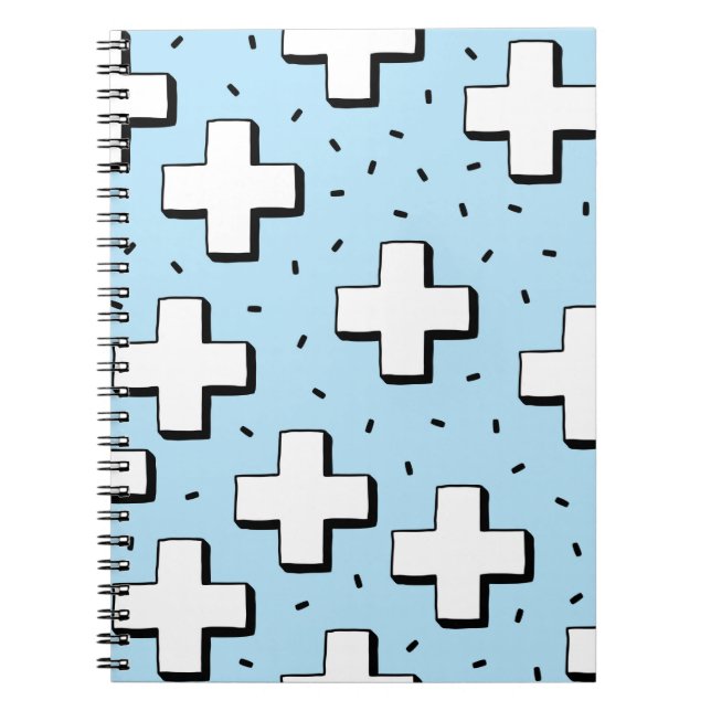hand drawn seamless pattern with plus signs notebook (Front)