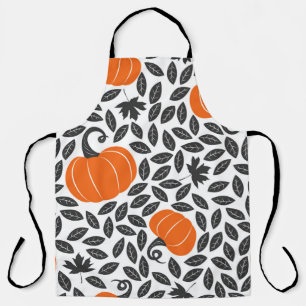 Hand drawn seamless pattern with pumpkins and leav apron