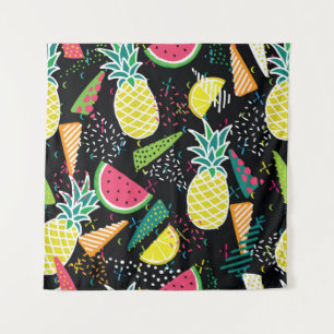 Hand drawn seamless pattern with watermelon pinea tapestry