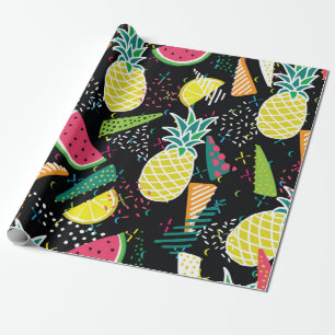 Hand drawn seamless pattern with  watermelon pinea wrapping paper