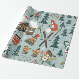 Hand drawn seamless vintage pattern with cute fore wrapping paper