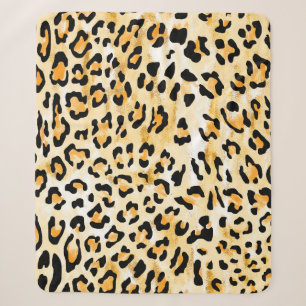 hand drawn seamless yellow and white color leopard sherpa blanket