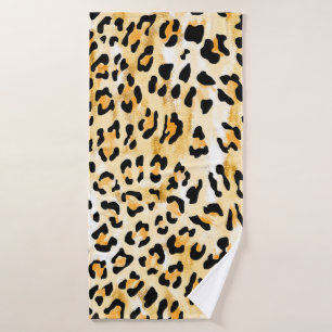 hand drawn seamless yellow and white colour leopar bath towel