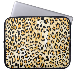 hand drawn seamless yellow and white colour leopar laptop sleeve