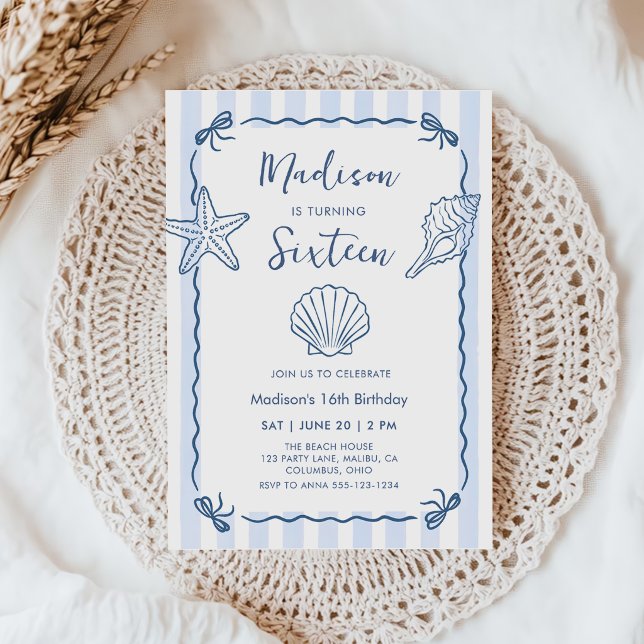 Hand Drawn Seashell Birthday Invitation (Creator Uploaded)