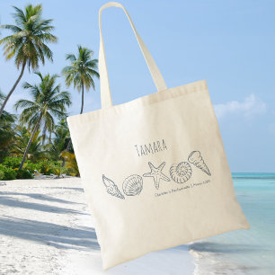 Hand Drawn Seashells and Star Fish Bachelorette Tote Bag