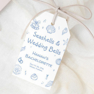 Hand Drawn Seashells Bells Bachelorette Favour Gift Tags