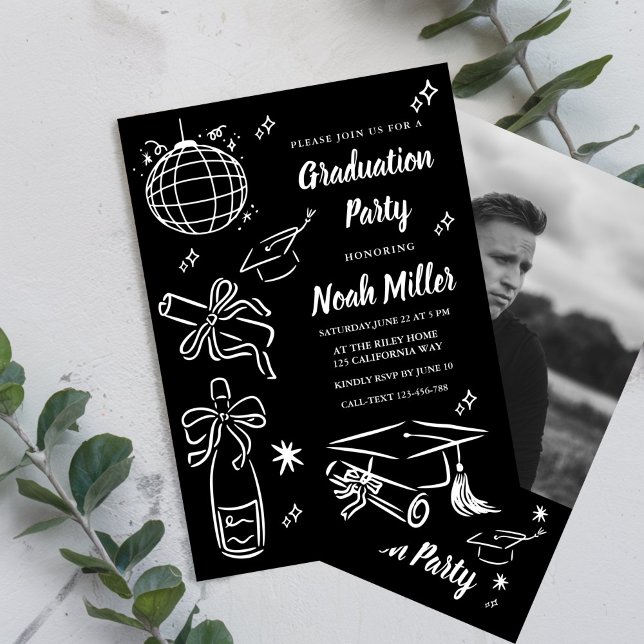 Hand Drawn Senior Graduation Invitation Template, (Creator Uploaded)
