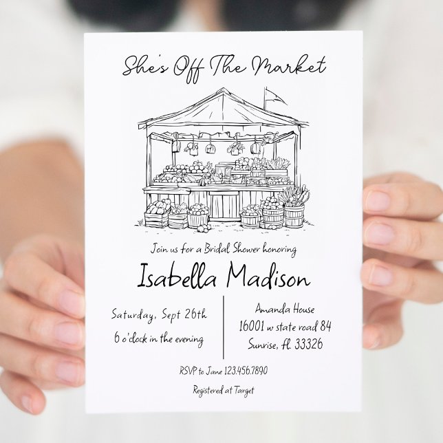 Hand Drawn She's Off The Market Bridal Shower Invitation (Creator Uploaded)