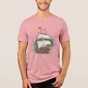 Hand Drawn Ship Tri-Blend Shirt