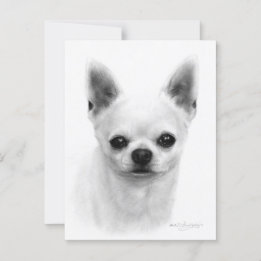 Hand Drawn Short Haired Chihuahua - Realistic Dog Postcard