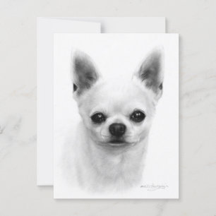 Hand Drawn Short Haired Chihuahua - Realistic Dog Postcard