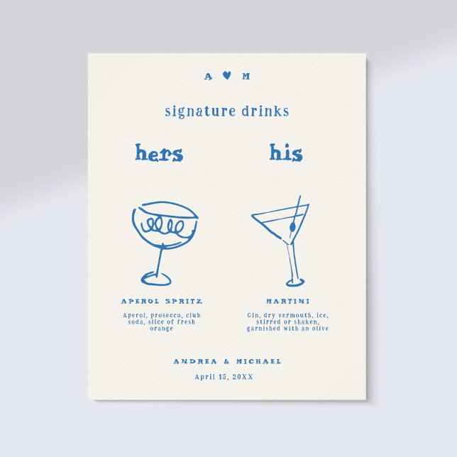 Hand Drawn Signature Drinks Cocktail Wedding Sign (Creator Uploaded)
