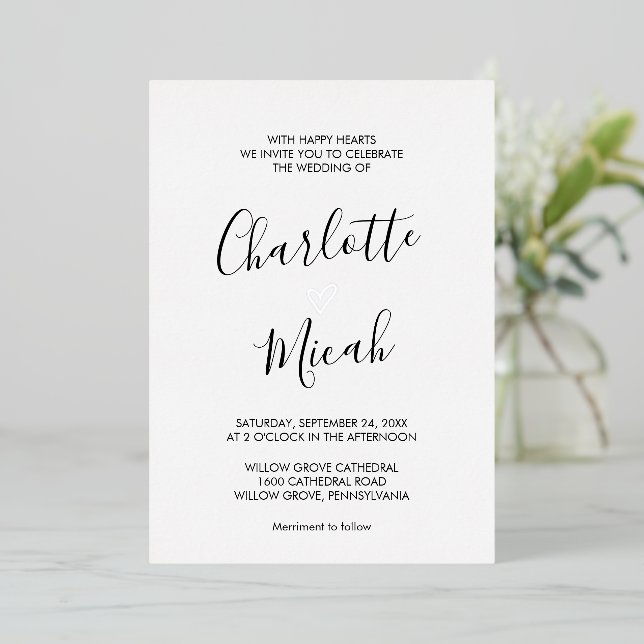 Hand Drawn Silver Foil Heart Wedding (Standing Front)