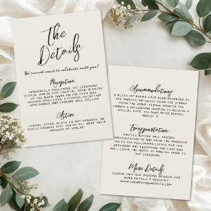 Hand Drawn Simple Vintage Wedding Details Enclosure Card