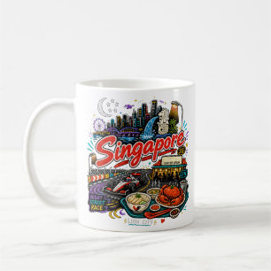 Hand Drawn Singapore Travel Art Landmark Coffee Mug