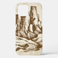 Hand-drawn sketch. Typical landscape desert of Ari