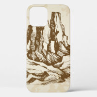 Hand-drawn sketch. Typical landscape desert of Ari