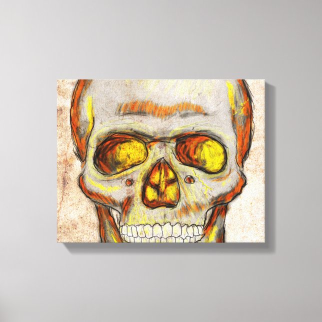 Hand Drawn Skull Canvas Print (Front)