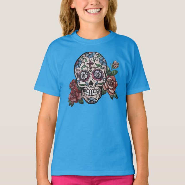 Hand-drawn Skull Dia de los Muertos | Sleeve Shirt (Front)