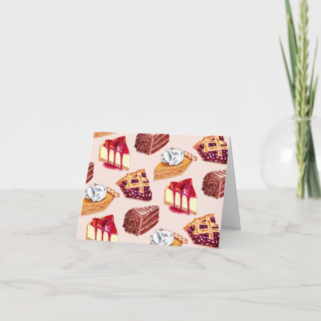 Hand Drawn Sliced Desserts Pies and Cakes Card (Front)