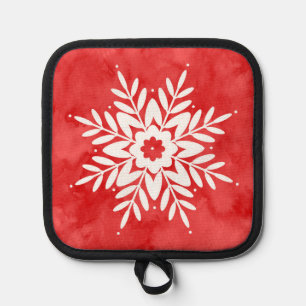 Hand Drawn Snowflake, Abstract Watercolor Pot Holder