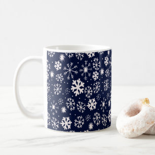 Hand Drawn Snowflake Blizzard With Navy Classic Bl Coffee Mug