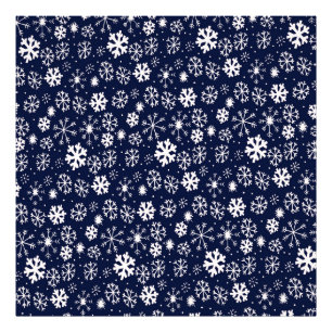 Hand Drawn Snowflake Blizzard With Navy Classic Bl Photo Print
