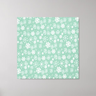 Hand Drawn Snowflake Snowstorm With Green Sherbert Canvas Print